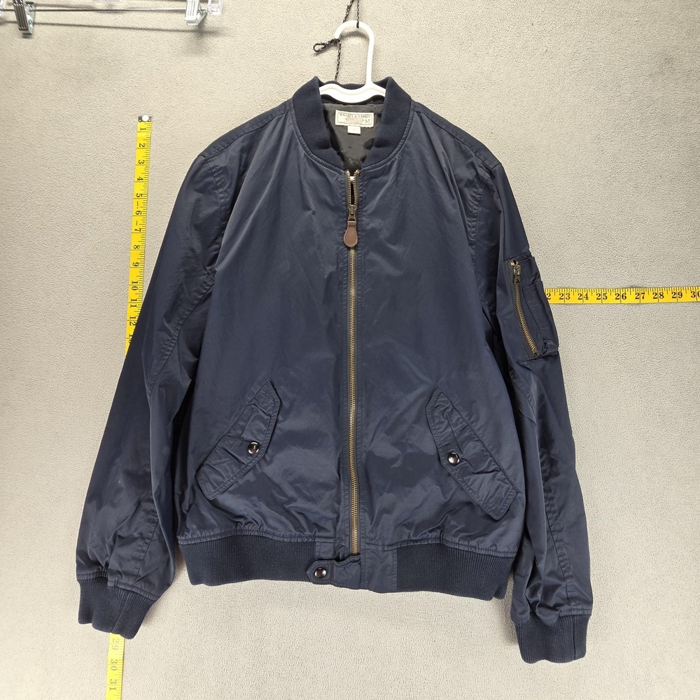 Wallace & Barnes Jacket Mens Medium Blue MA-1 Bomber Flight Nylon Full Zip